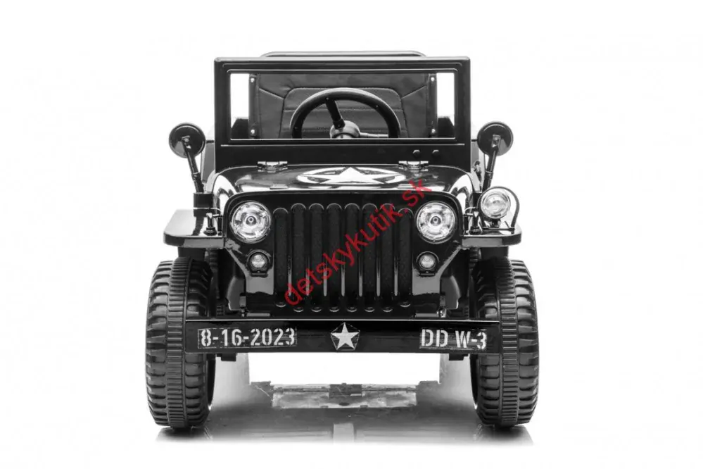 Elektrické autíčko vojenské Retro, 4x35W, otvárací kufor, Eva kolesá