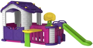 Záhradný domček s predsieňou, lavicou a šmýkačkou 5v1