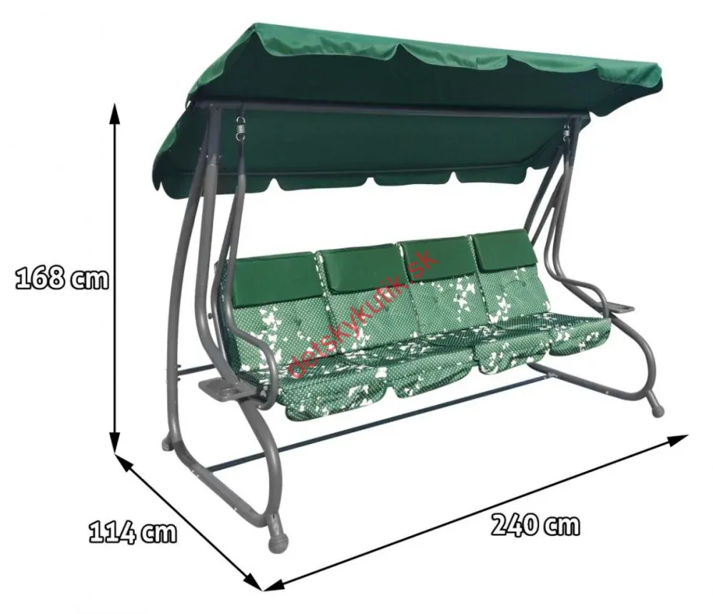 Záhradná hojdačka polohovateľná, vzor motýle, 2 v 1