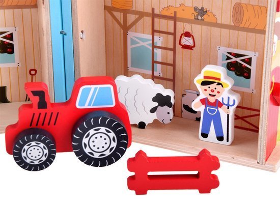 Drevený skladací domček Farma so zvieratkami a príslušenstvom