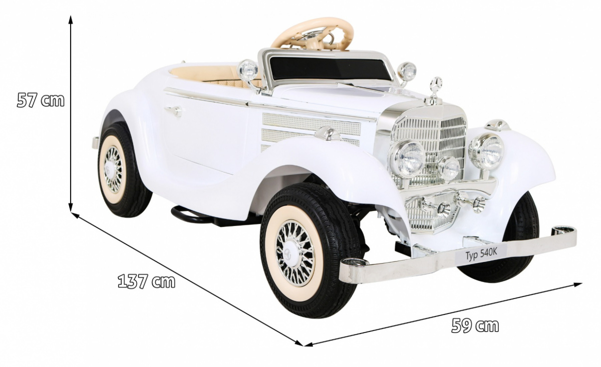 Elektrické autíčko Mercedes Typ 540A, 4x35W, zataženie 100kg, biela farba