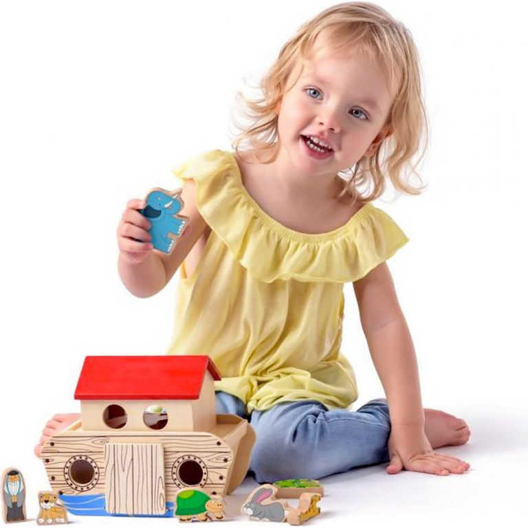 WOODY Drevo Noemova Archa herná sada -lod so zvieratkami 