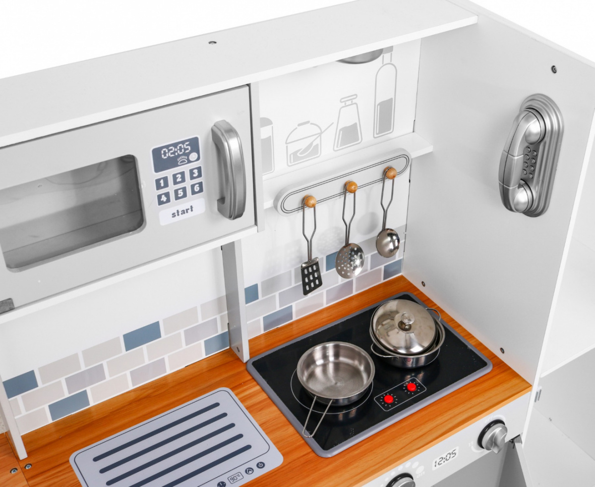 Mega veľká rohová detská drevená kuchynka so svetlom