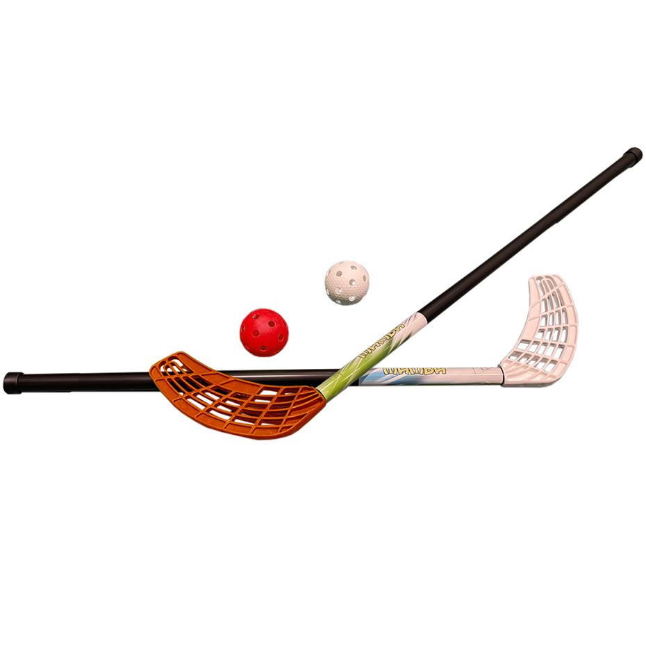  Mamba Junior florbalový set 2 rovné HDPE hokejky bez obalu 87 cm + 2 loptičky Optimus