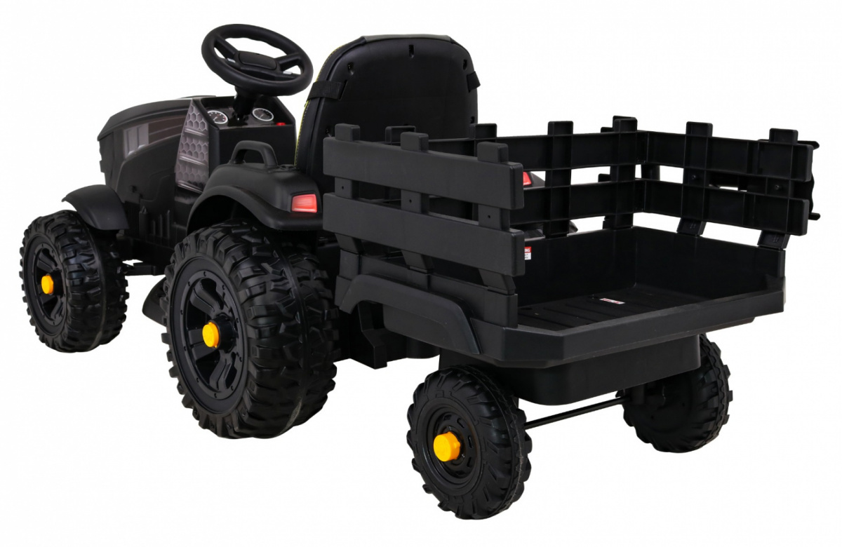 Elektrický traktor Titánium s vlečkou, diaľkové ovládanie, čierna farba