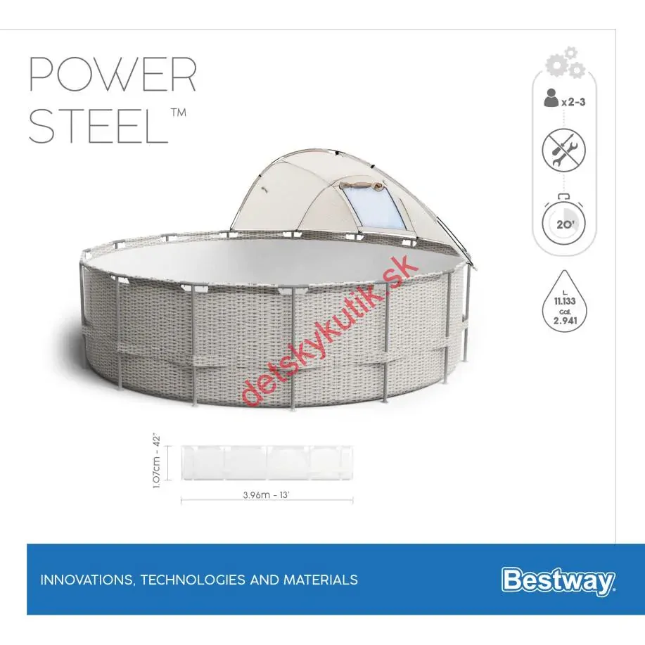 Bestway bazén záhradný so strieškou Power Steel 396x107 cm 5614V