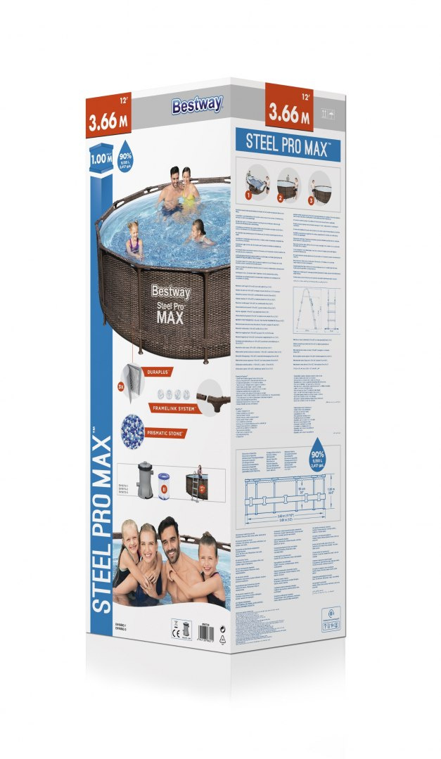 Bestway Steel Pro MAX Deluxe Nadzemný bazén 366 x 100 cm 