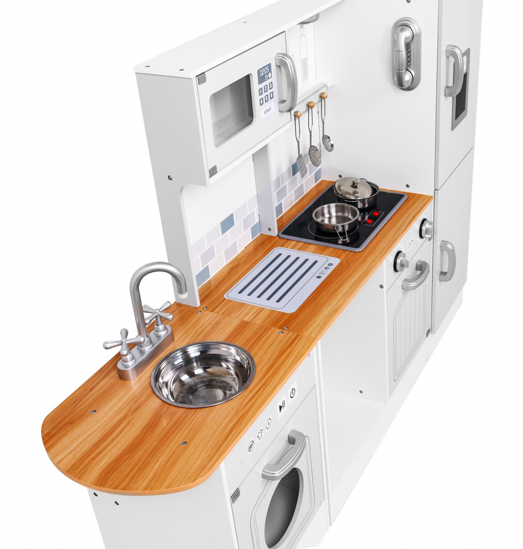 Mega veľká rohová detská drevená kuchynka so svetlom